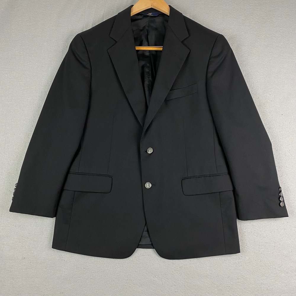 Brooks Brothers 346 Suit Jacket Mens 40SH metal silver button Wool Career